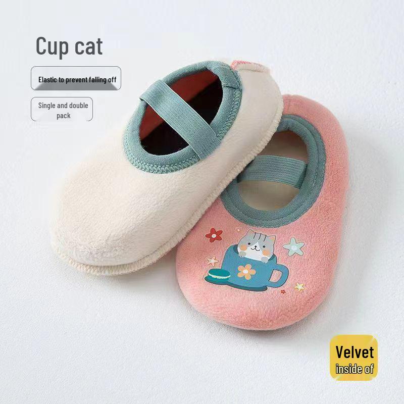 Geräuschlose Indoor Anti-Rutsch Baby Hausschuhe: Winterstil für Säuglinge im Alter von 1 Monat bis 1 Jahr