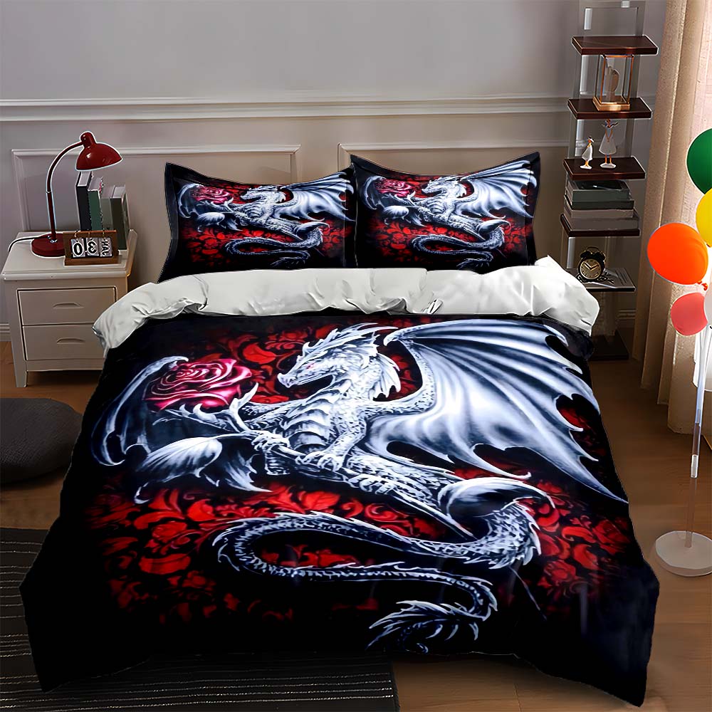

Silver dragon design Bedding Duvet cover sets Duvet covers Pillowcases gifts (1 * Duvet Cover 2 * Pillowcases, without duvet insert) 135x200cm