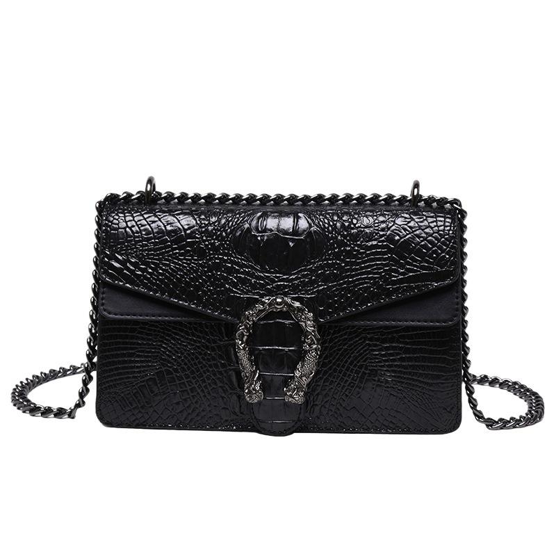 Bags Women's Bag 2025 New High-End Chain Crossbody Shoulder Bag European and American Retro Crocodile Pattern Small Square Bag