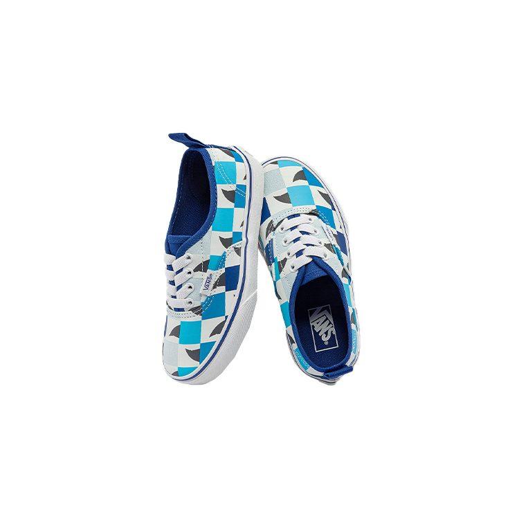 Vans Authentic Canvas Casual Low Top Kids' Skateboarding Shoes Blue White Checkerboard Children Aged 3 7 Years Old VN0A4BUSABQ