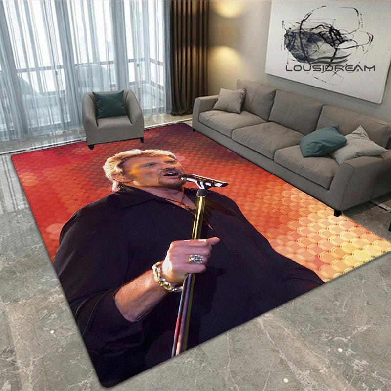 Johnny Hallyday bedruckter Teppich Rutschfester Teppich Außen Teppiche Läufer Heimdekoration Yogamatte Teppich für Schlafzimmer Geburtstagsgeschenk