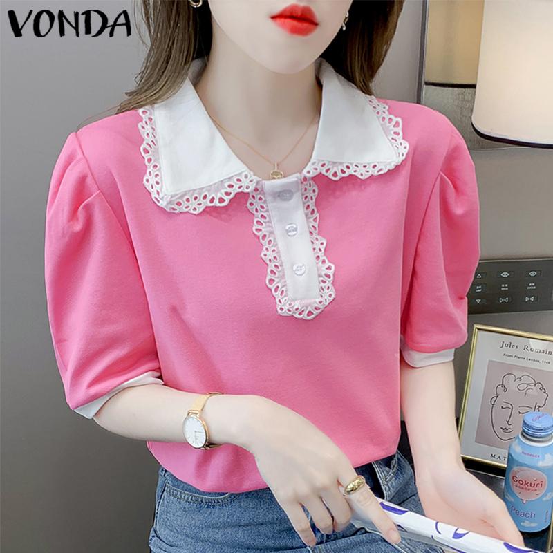

Летние женские топы VONDA с ​​короткими рукавами и кукольным воротником