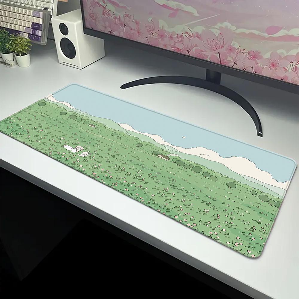 Large Cute Plant Mouse Pad Office Table Carpet Green Mousepad Desk Mat Rubber Big Mause Mat Non-Slip Keyboard Mat XL 100x50cm