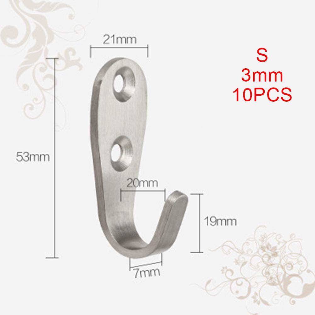 Hook 10XSolid Stainless Steel Wall Mount Single Hook Heavy Duty Rustproof Coat Hanger Crochet Household Hook Cozinha