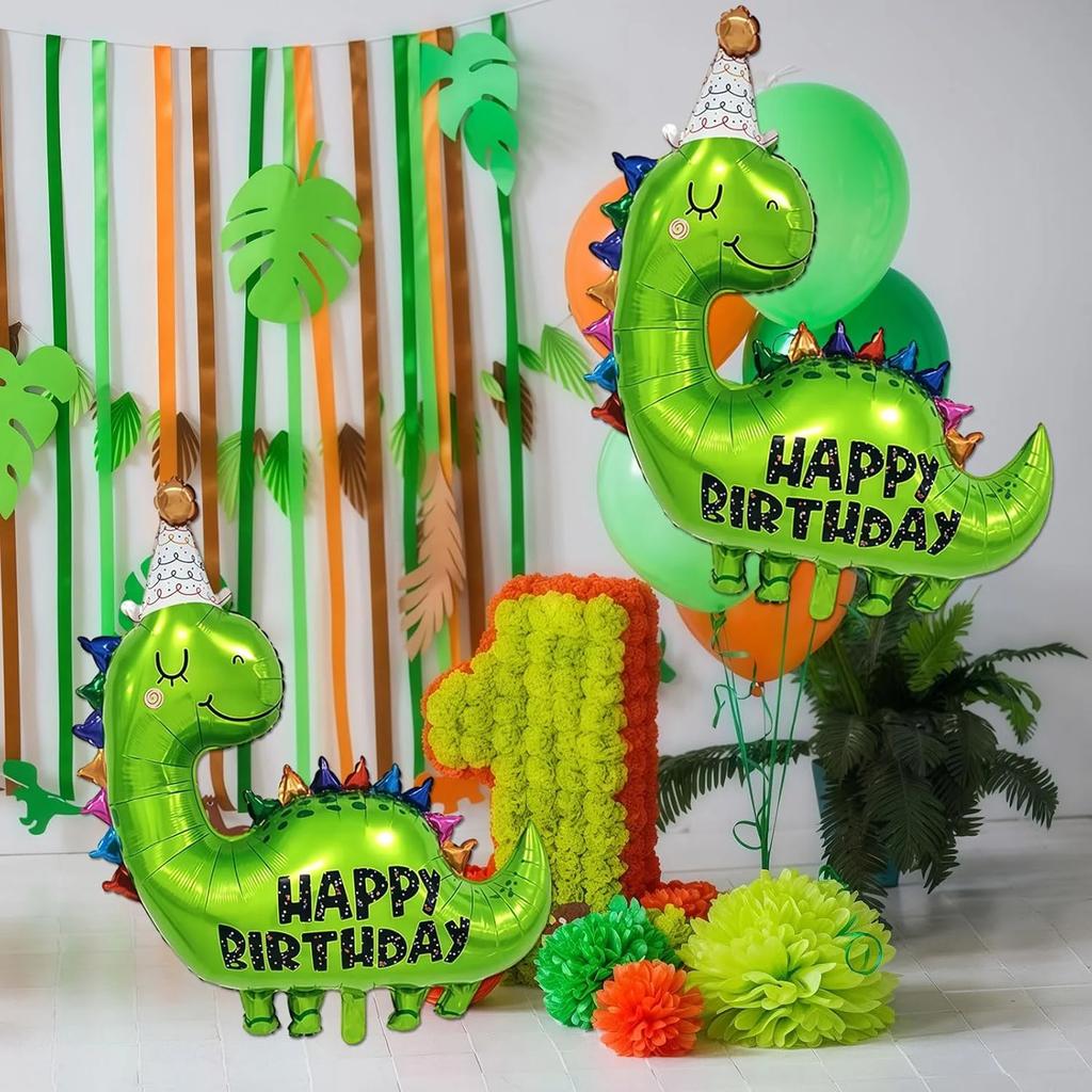 Cute Dinosaur Birthday Aluminium Foil Balloon for Cartoon Animals Themed for Kid Party Decor Festival Activities DIY Accessories