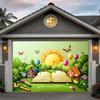 2D Magical Storybook Backdrop, Cartoon Open Book with Sun and Butterflies Background for Kids Birthday & Art Party