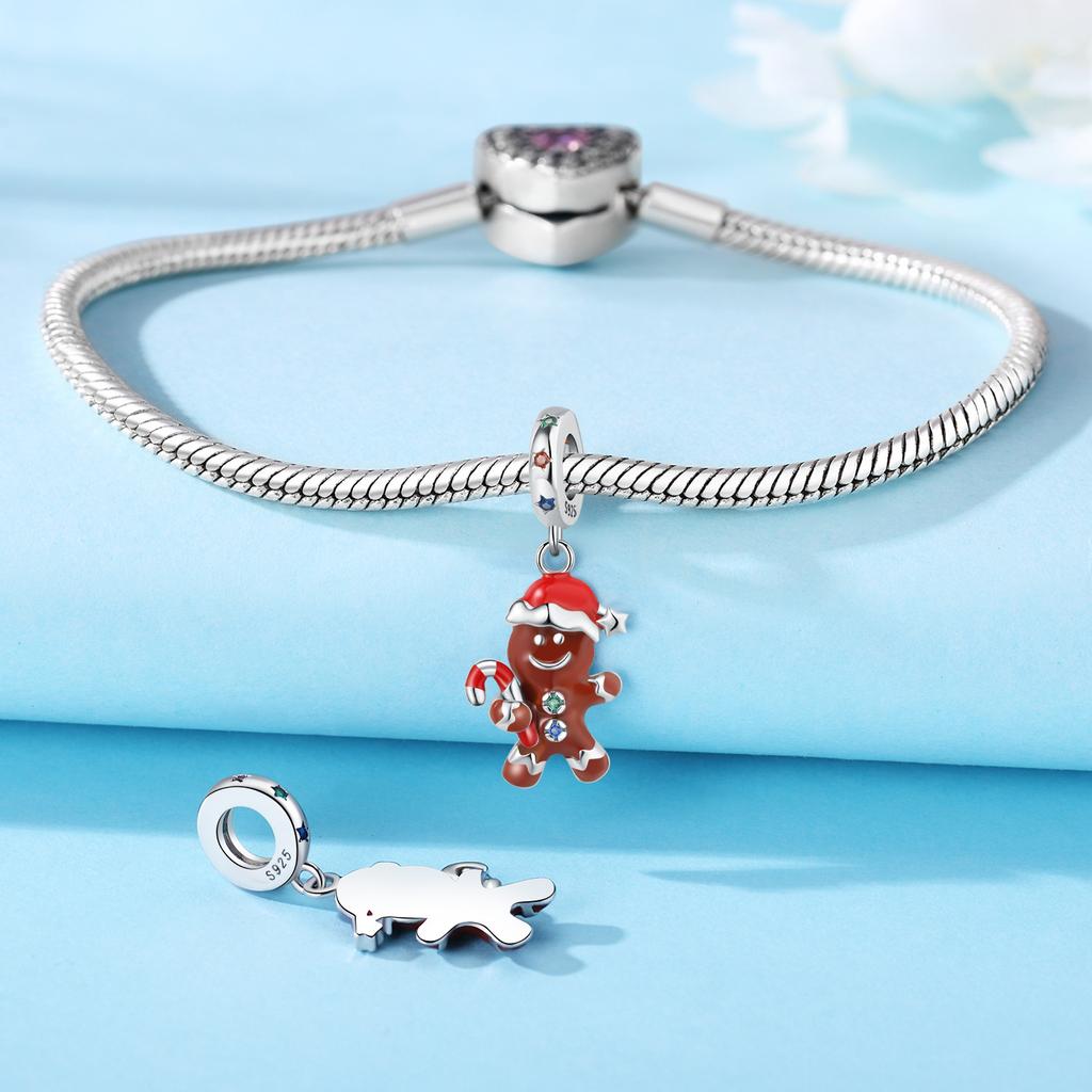 Authentic copper Charm Bead Charms Luxury Christmas Cookie Pendant Bead Charms Compatible With Bracelets Diy Women Making Delicate Gift
