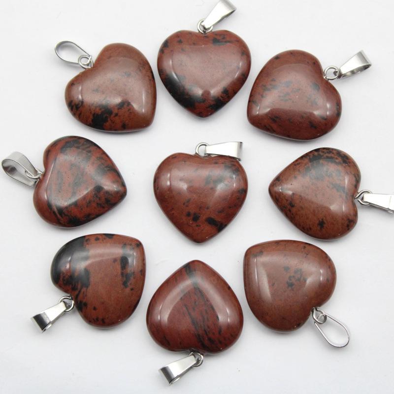 20MM Herzförmiger Naturstein Anhänger: Achat, Rosenquarz, Aquamarin, Pfirsichherz Schmuck