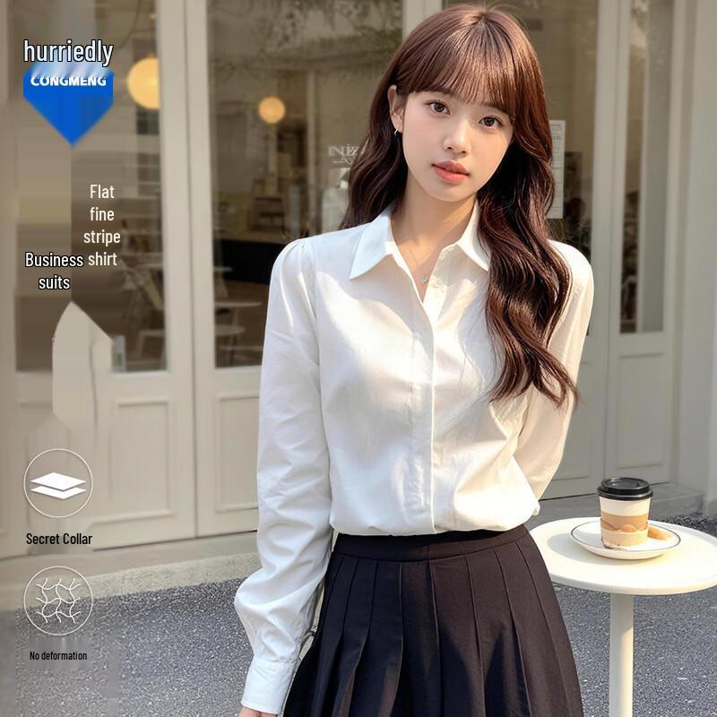 Women s Long-Sleeve Wrinkle-Free Business Commuter Shirt 4XL