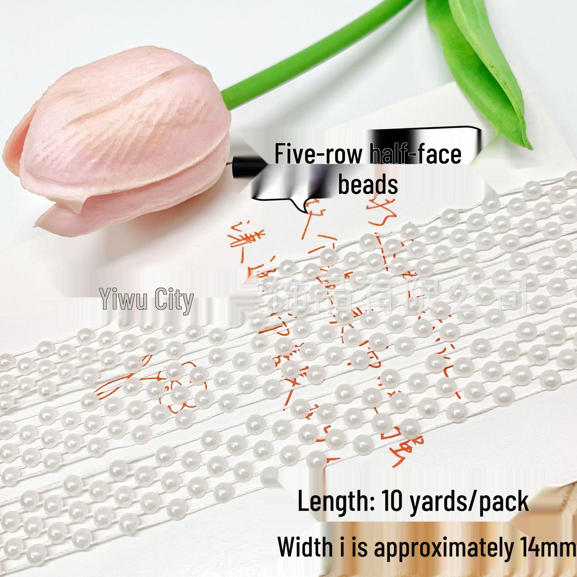 Five-Strand Pearl Chain and Lace Fan Decoration for Ethnic Attire
