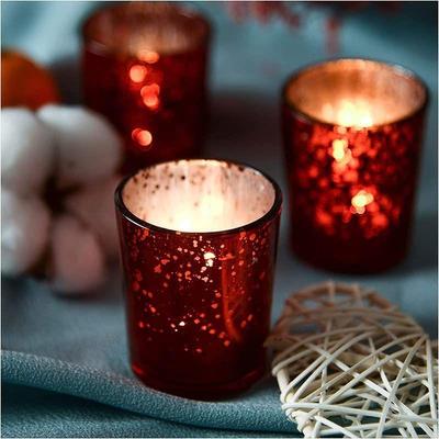 Glass Red Mercury Votive Tealight Candle Holders for Diwali and Christmas (Pack of 6) - Corporate Gifts, Home Decor, Decoration