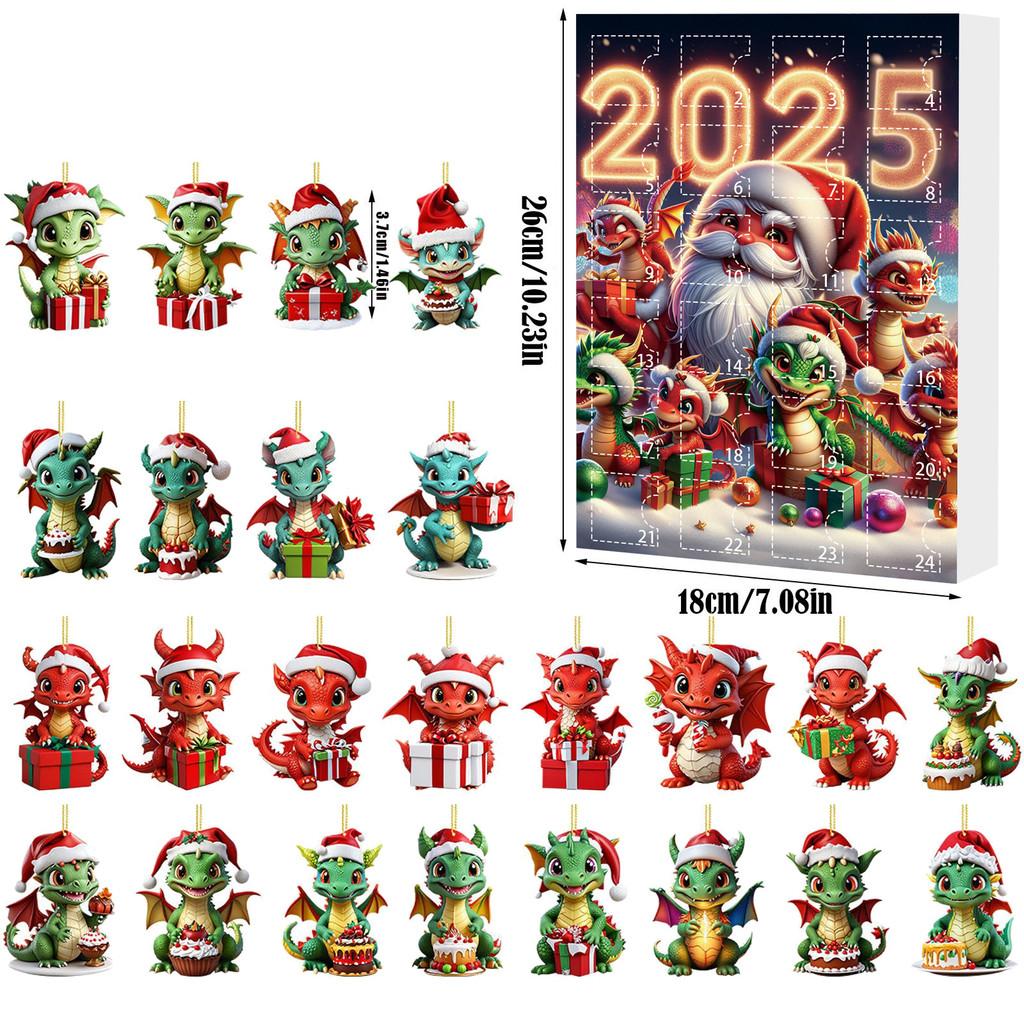 

Christmas Countdown Calendar With Dragon Baby Acrylic Ornaments For Gift Giving Style G