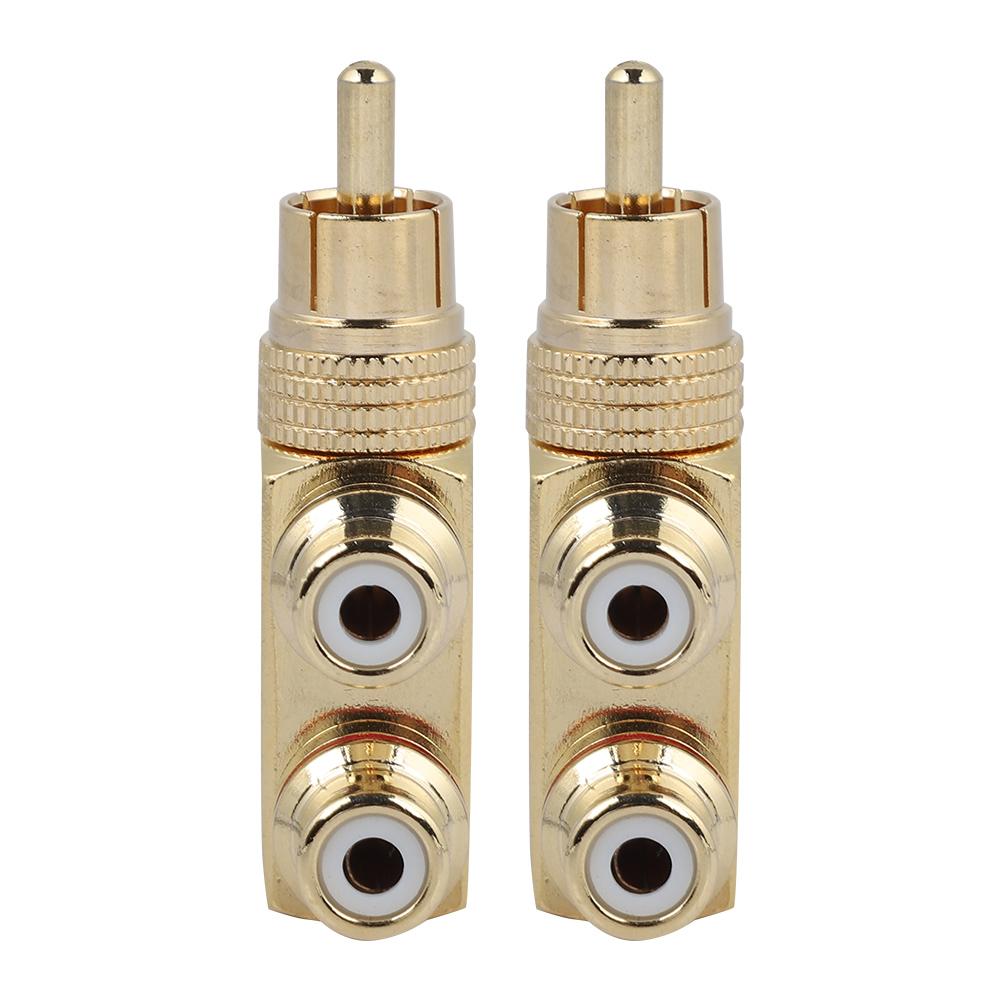 2PCS AV Splitter Plug RCA Male to 2 Female Audio Video Adapter Connector