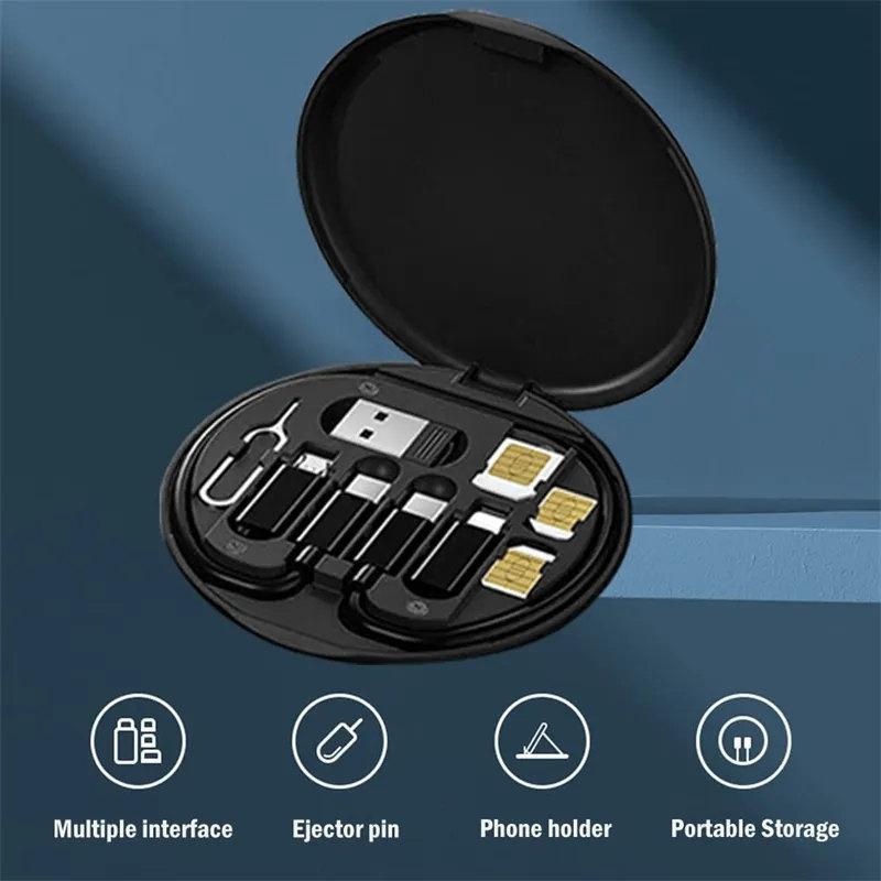 1PC 60W Type-C To USB C To Micro USB To Lighting Fast Charging Adapter Kit for IPhone 14 13 12 Pro OTG Converter Multi Storage Box