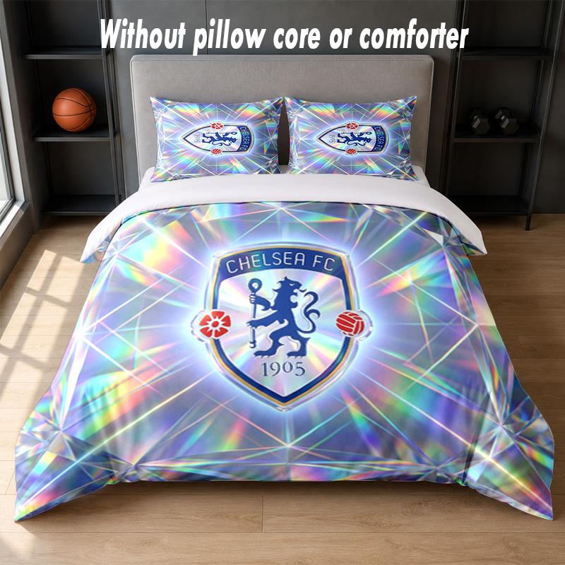 Chelsea FC Design Bed Bedding Set 1 Duvet Cover + 2 Pillowcases Soft Breathable Household Bed Linens