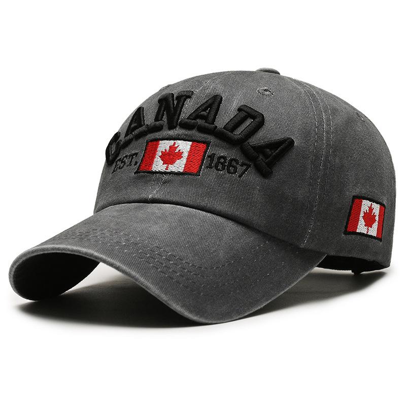 Casquette Vintage en Coton Lavé Unisexe Broderie Lettre CANADA de Haute Qualité Casquette de Baseball Homme et Femme Chapeaux de Sport d'Extérieur