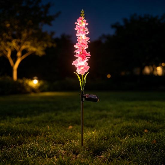 Solar Delphinium Light, Outdoor Solar Flower Light, Waterproof Solar Delphinium Garden Light for Yard Patio Pathway Decoration