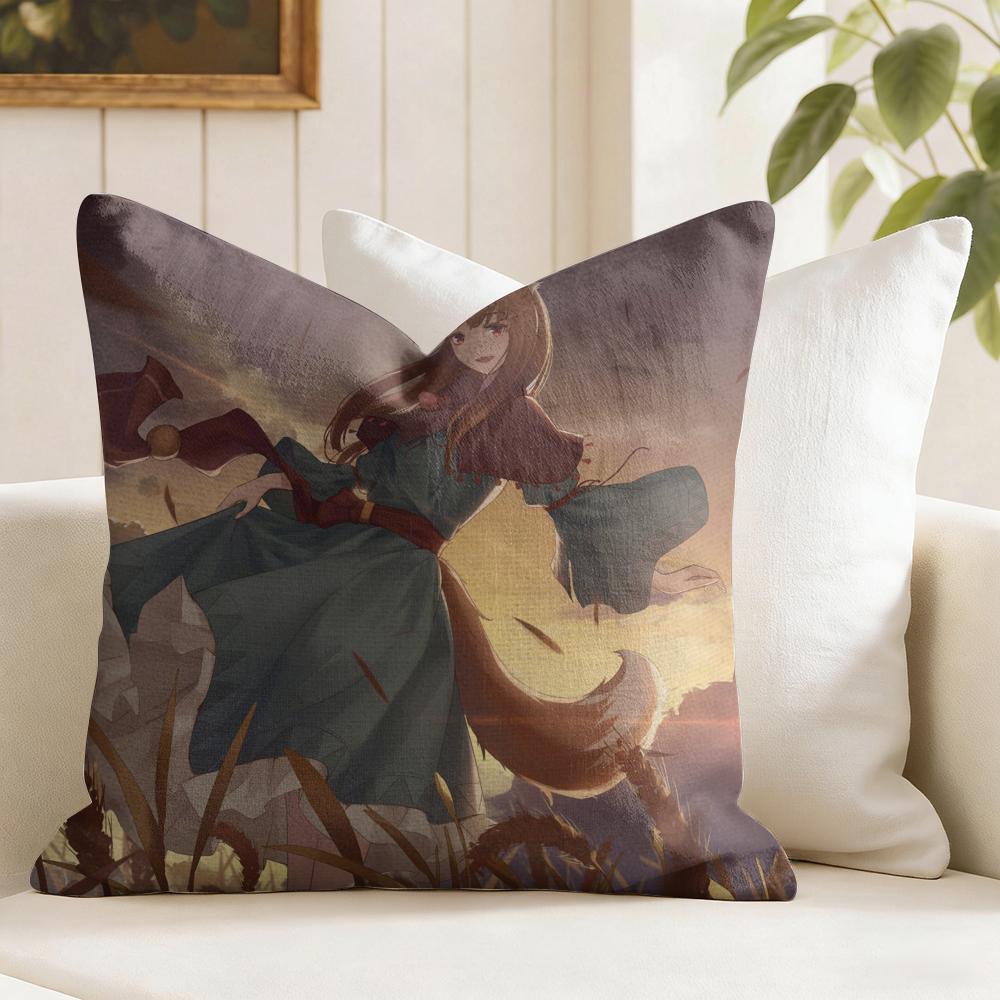 SSpice And WWolf Cushion Cover Eco Linen Pillow Case DoubleSided Print Breathable Durable Zipper Home Decor Gift