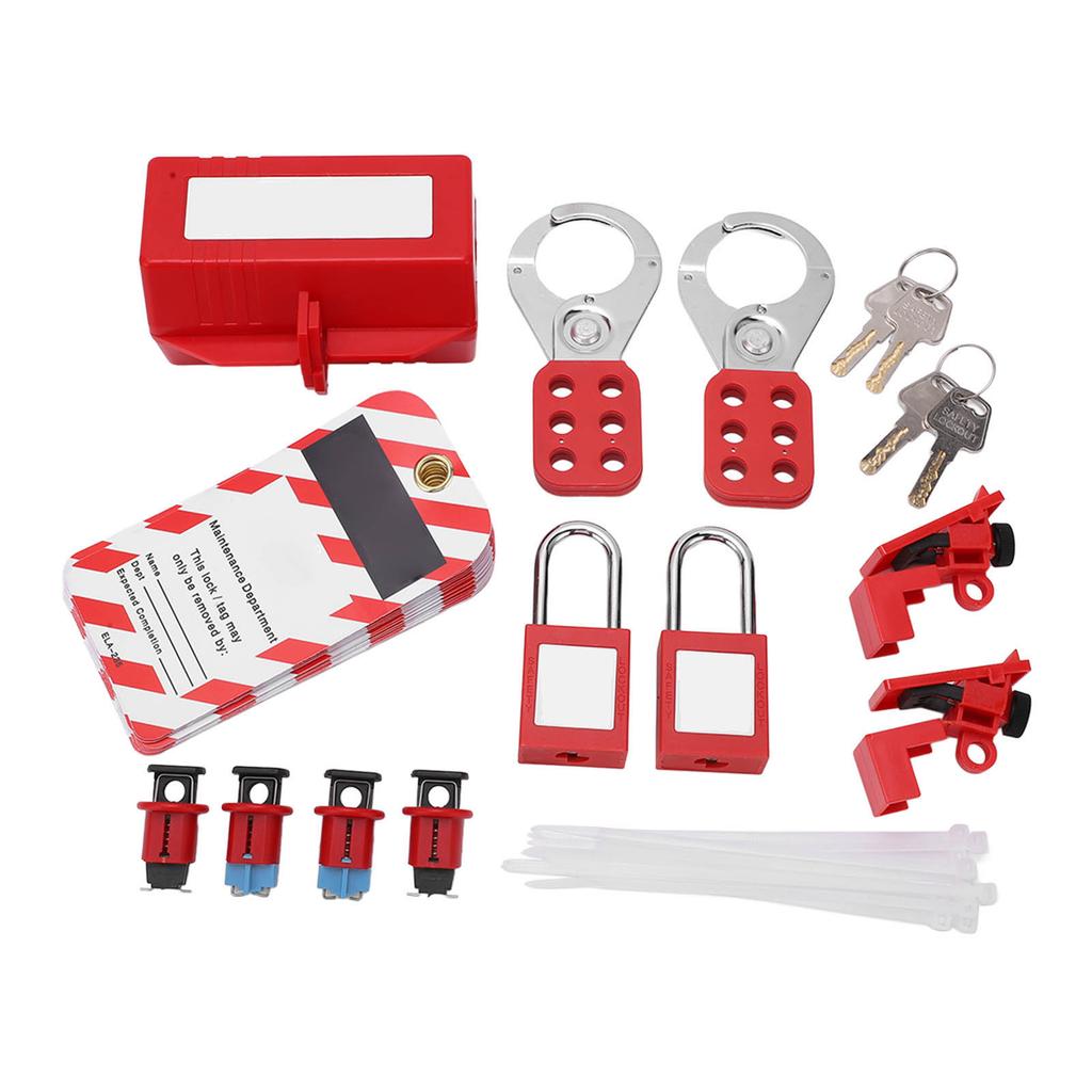 Electrical Circuit Breaker Lockout Tagout Kit Safty Padlock Loto Tags Hasps Set for Industrial Chemical