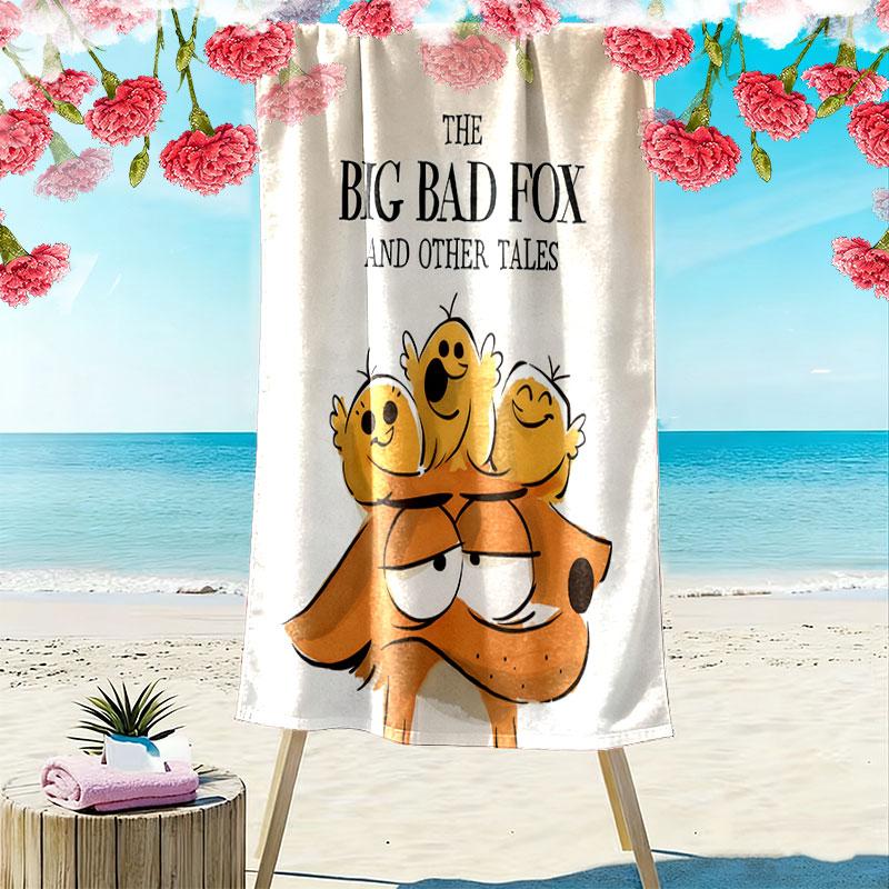 Big Bad Fox Print Beach Towel, Large Soft Quick Dry Towel for Beach Camping Swimming