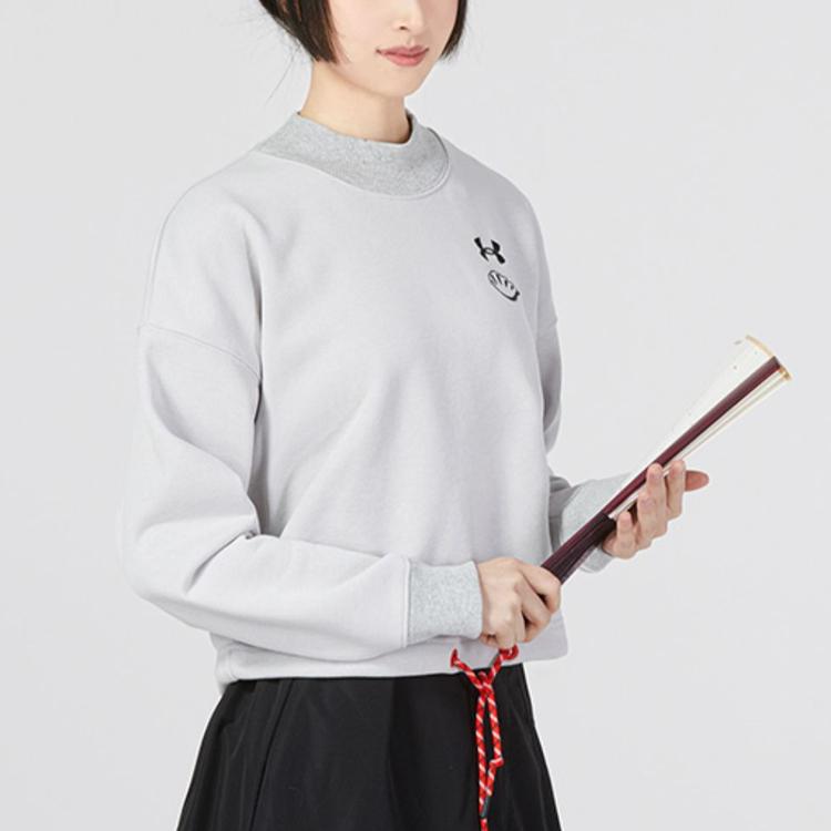 Under Armour Nowa Kolekcja Wiosenna Bluza Casual Luźna z Nadrukiem Logo Damskie Top Szary 1374532-592