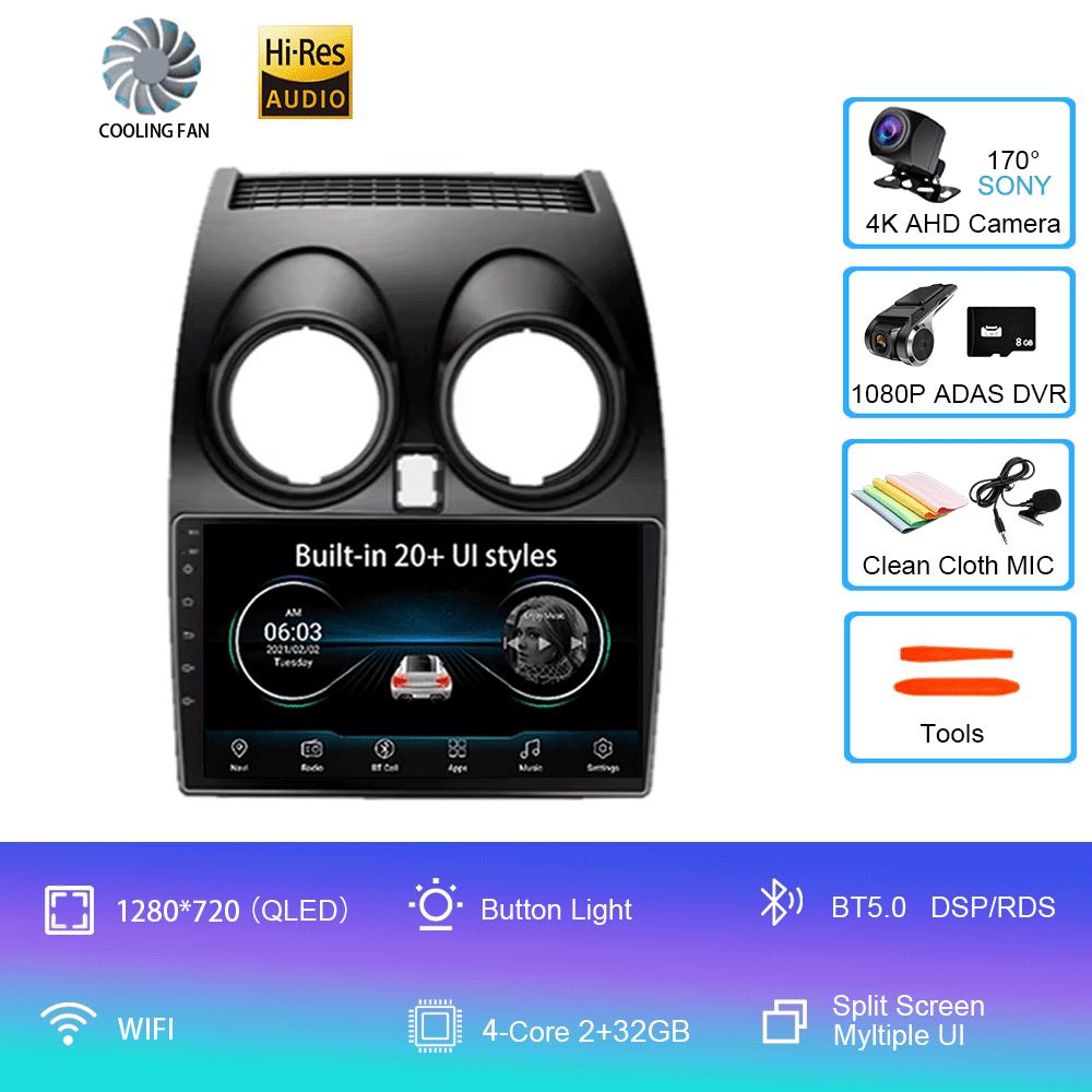 Android 14 2 DIN Untuk Nissan Qashqai 1 J10 2006-2014 Radio Mobil Navigasi Pemutar Multimedia DVD Carplay Stereo Speaker Unit Ke