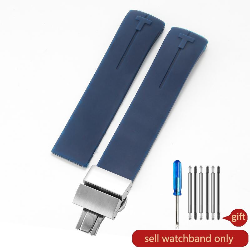 Non-Slip High Elasticity for Tissot T-Touch 21 20mm Black Orange T047 T013 T33 Special Interface Anti-Aging Silicone Watch Strap