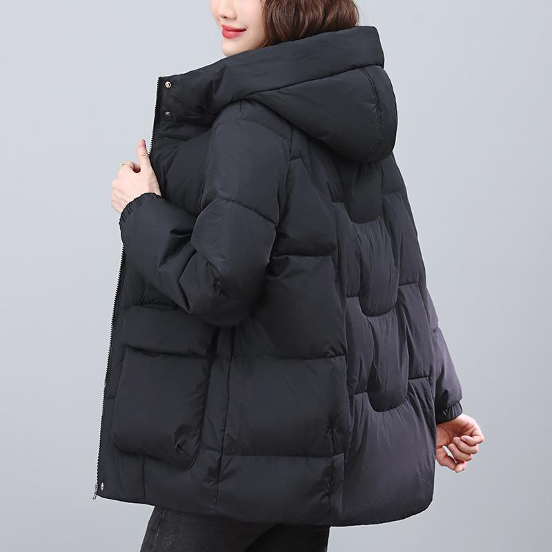Women's Hooded Thickened Winter Duck Down Coat - Warm Casual Jacket for Middle-Aged Moms
