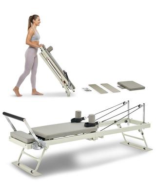 VEVOR Foldable Pilates Reformer, Pilates Workout Machine for Home Gym Studio Use, Pilates Bed with Dual Resistance- Spring & Cord