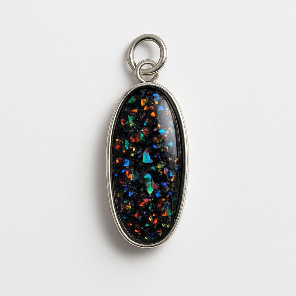 16.8 Ct Natural Ethiopian Multicolor Opal Oval Cut Pendant 925 Sterling Silver