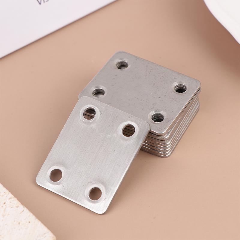 10Pcs Straight Four Hole Fixed Angle Bracket Stainless Steel Right Angle Bracket Furniture Fasteners Wood Shelves Cbinets