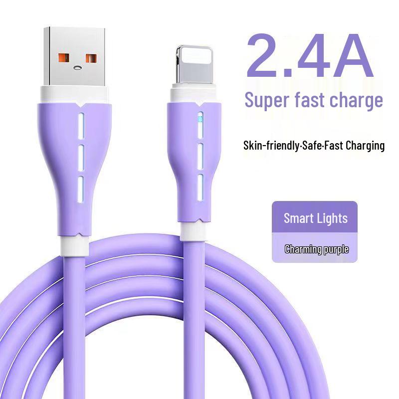 

Кабель для швидкої зарядки USB з силіконовим ремінцем та світловим індикатором для iPhone 14/13/12/11/X/6 1m