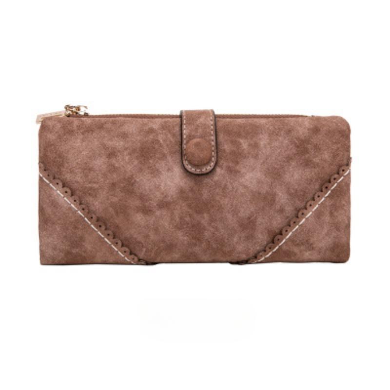 

Женский длинный кошелек в стиле ретро, складной кошелек большой емкости с несколькими отделениями кофейный