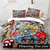 Graffiti Hip Hop Modern Street Art Bedding Set Boys Girls Twin Queen Size Duvet Cover Pillowcase Bed Kids Adult029