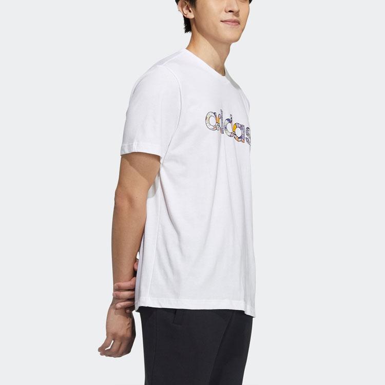 Adidas Neo Logo Print Straight Cut Sports T-Shirt Men Tops White GP4877