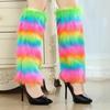 Soft Fluffy Faux Fur Leg Warmers Colorful Thick Knee High Boots Cover Comfortable Elastic Long Fuzzy Foot Covers Halloween Party