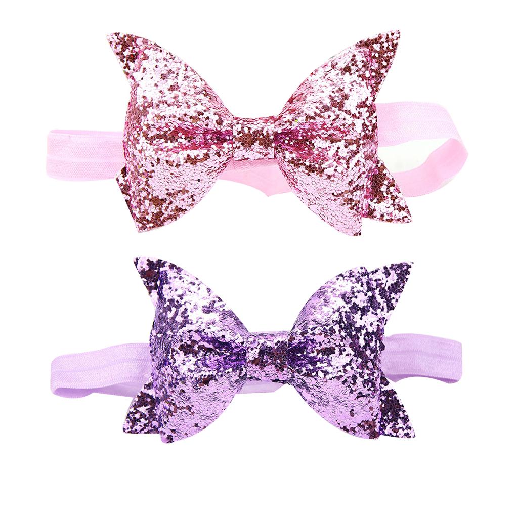 Baby Girls Headbands Bling Sparkly Glitter Sequin Hair Bands Bows Accessories