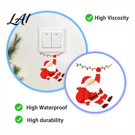 Christmas Switch Plate Covers Santa Claus On Swing Sticker Decorative PVC Wall Decal Stickers Removable Self-adhesive Light Cover for Bedrooms