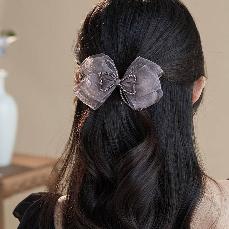 CHIMERA Bow Hair Clip with Rhinestones, Ponytail Barrette, Half-Up Hair Accessory