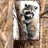 Rustic Raccoon Vintage Metal Tin Sign, Vintage Americana Wild Animal Wall Art Decor for Home Bar Man Cave
