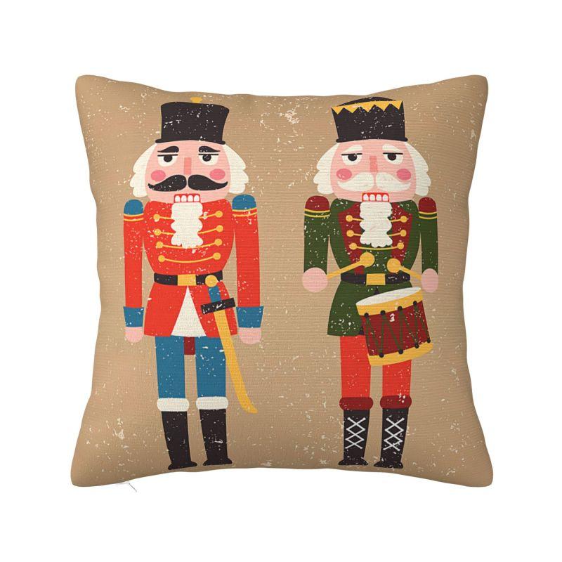 Cartoon Christmas Nutcracker Toy Soldier Nordic Throw Pillow Cover Living Room Decoration Sofa Cushion 30x30cm 12x12in