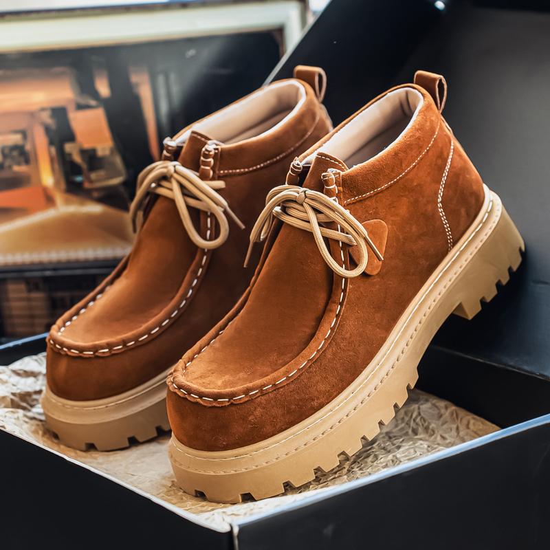 New Handmade Men Casual Cow Suede Leather Shoes Autumn Winter Japanese Tooling Ankle Boots Business Desert Boots