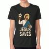 Jesus Saves Jiu Jitsu Women's Cotton T Shirt, Premium Cotton Graphic, Durable And Comfy, Relaxed Fit, Casual Fashion Tee. Jesus Grappling Art, Jiu Jit
