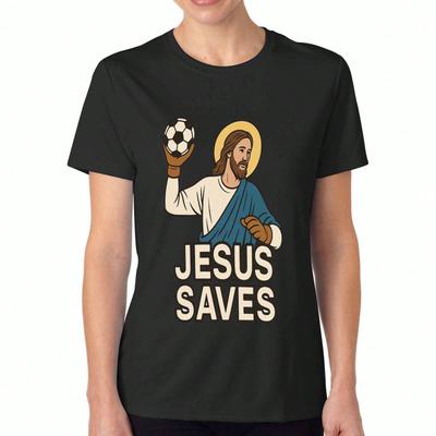 Jesus Saves Jiu Jitsu Women's Cotton T Shirt, Premium Cotton Graphic, Durable And Comfy, Relaxed Fit, Casual Fashion Tee. Jesus Grappling Art, Jiu Jit