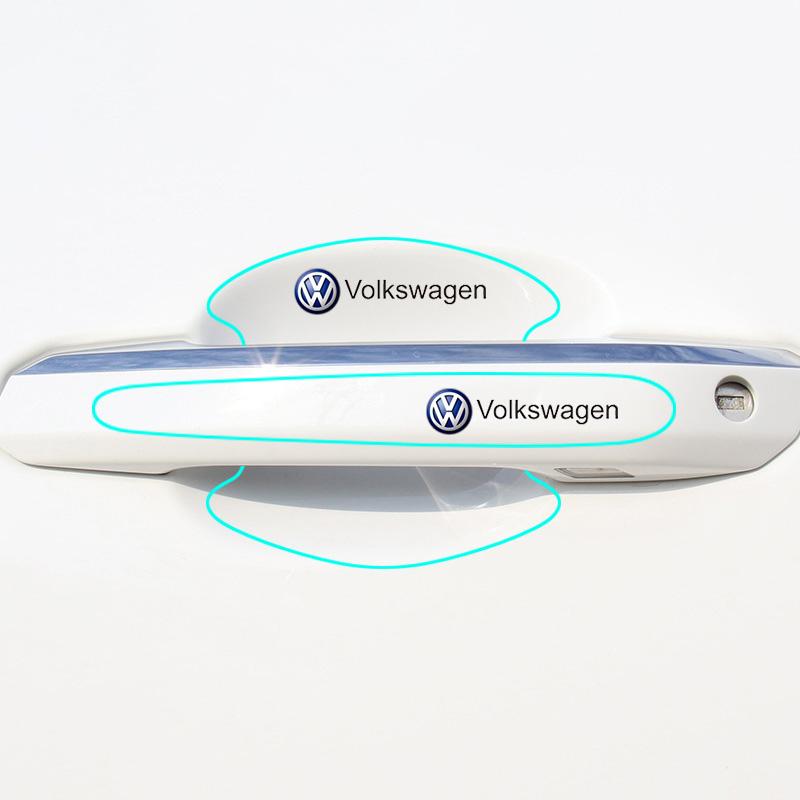 SVLHP1 8Pcs Transparent Car Door Bowl Logo Door Handle Cup Protector Film Sticker for VW Volkswagen Golf 6 Rline GTI Bora Passat Jetta