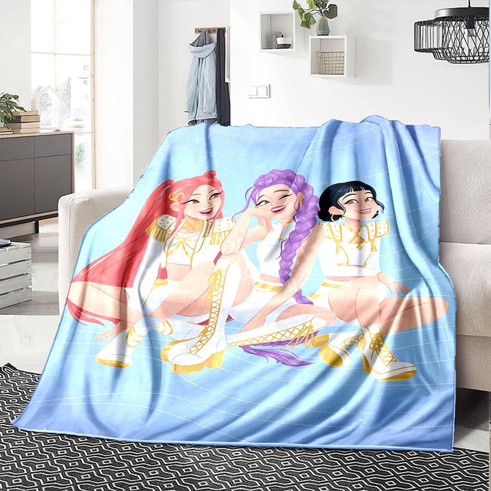 1pc KPop Demon Hunters11 Blanket, Gift, for Men and Women, Soft Blanket, Good for Sofa Bed Couch Travel, Lightweight Flannel Blanket