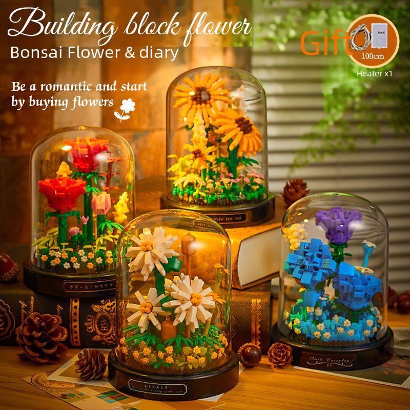 Belledi Eternal Flower Building Blocks: Handmade Educational Toy Bouquet for Valentine's Day Gift