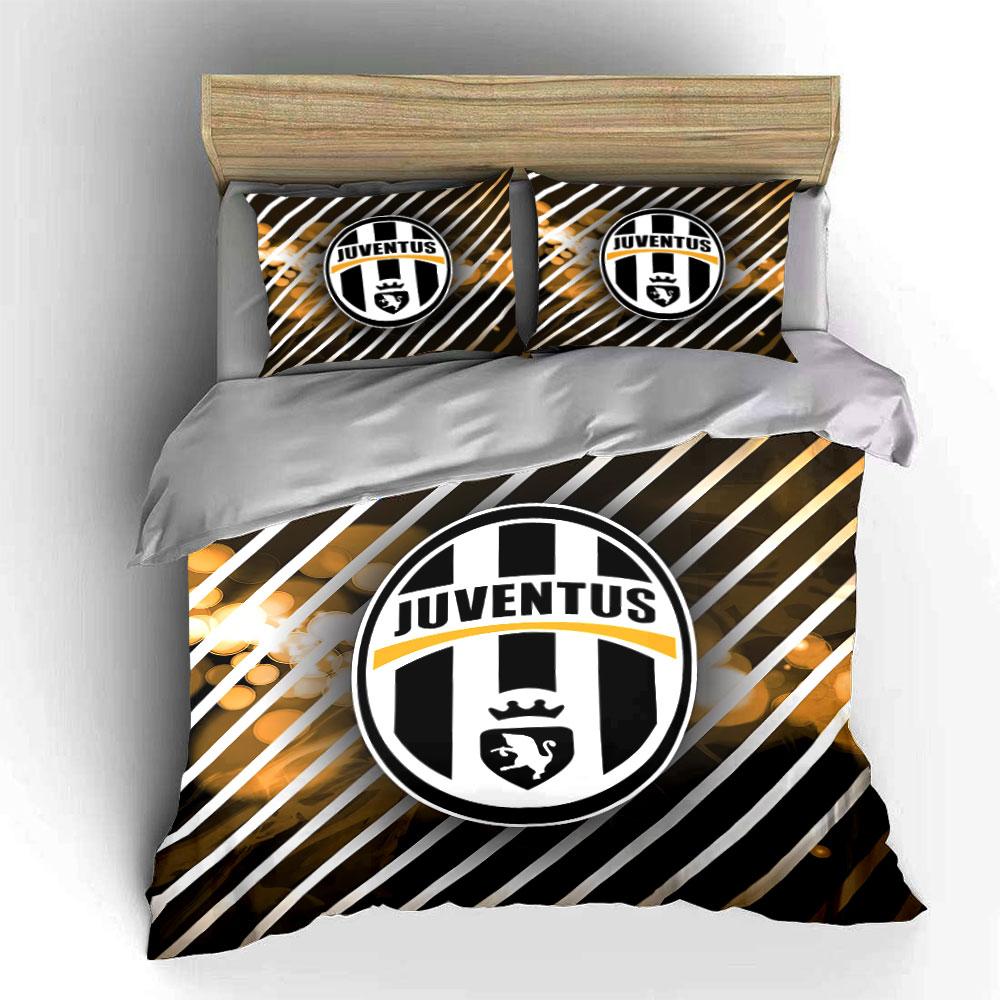 Set Biancheria da Letto a Strisce Juventus Set Copripiumino Copripiumino Federe (1 * Copripiumino 2 * Federe, senza piumino)