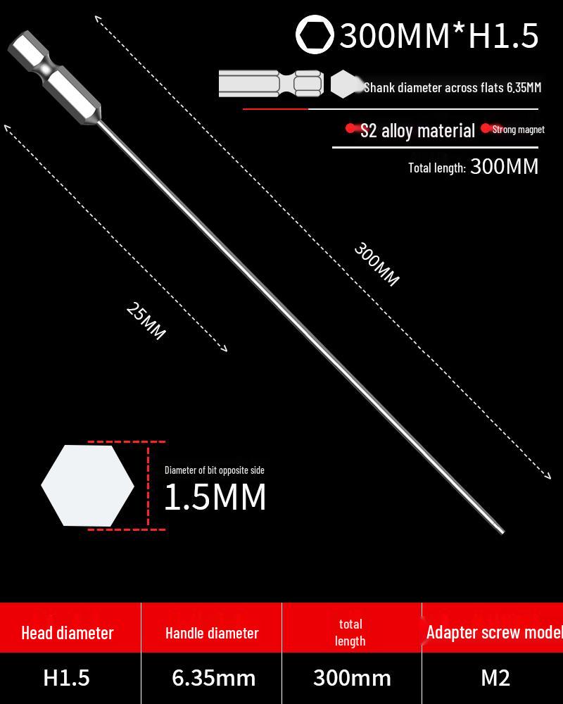 Hexagonal Screwdriver Bit Extension for Electric and Air Screwdrivers