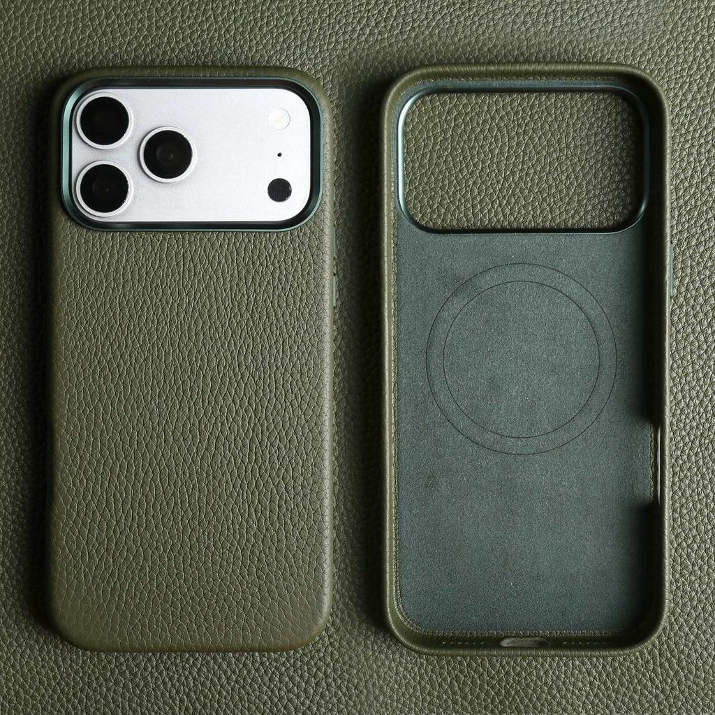 For Magsafe Phone Case for For IPhone 17 Pro Max 16ProMax 15 14 13 Magnetic Phone Cases Genuine Leather Cover Protective Cover